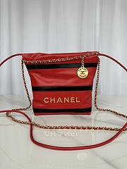 	 Colestore Chanel 22 Small Bag Calfskin Black And Red 20 × 19 × 6 cm - 1