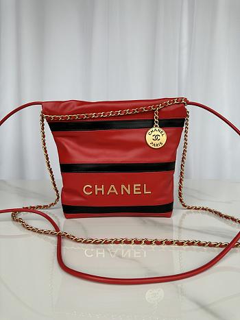 	 Colestore Chanel 22 Small Bag Calfskin Black And Red 20 × 19 × 6 cm