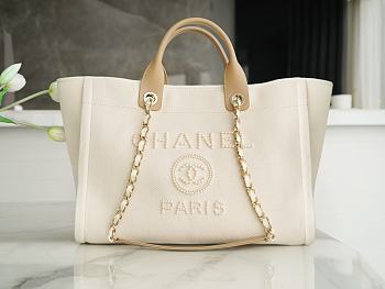 Colestore Chanel Large Shopping Bag Beige Pearl Size 30*39*22cm