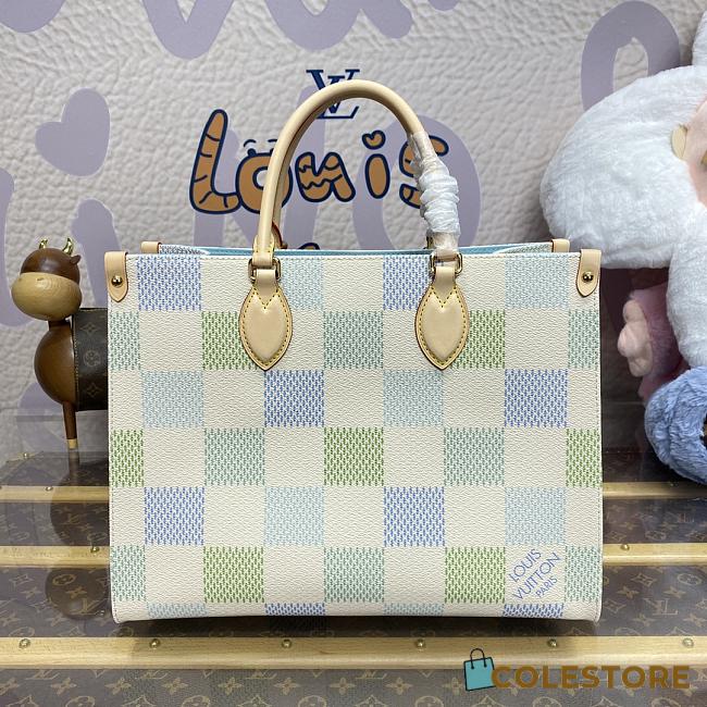 	 Colestore Louis Vuitton Damier MM Green N40518 Size 35x27x14cm - 1
