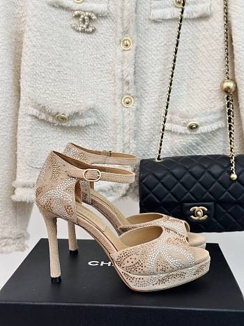 Colestore Chanel Sandals In Suede Beige 10.5cm 