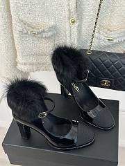 Colestore Chanel Patent Shearling Lambskin Mary Jane Pumps - 3