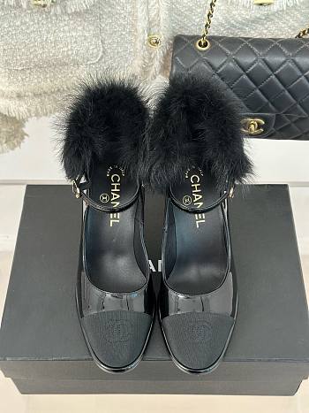 Colestore Chanel Patent Shearling Lambskin Mary Jane Pumps
