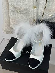 	 Colestore Chanel Patent Shearling Lambskin Mary Jane Pumps White  - 2