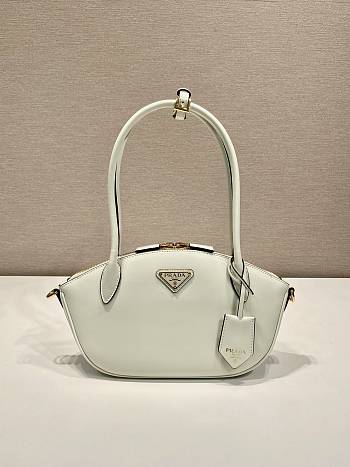 	 Colestore Prada Leather Top Handles White Handbag 26x17x9cm