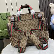 Colestore Gg Diaper Bag In Beige And Ebony Canvas 40x 35x 20cm - 3