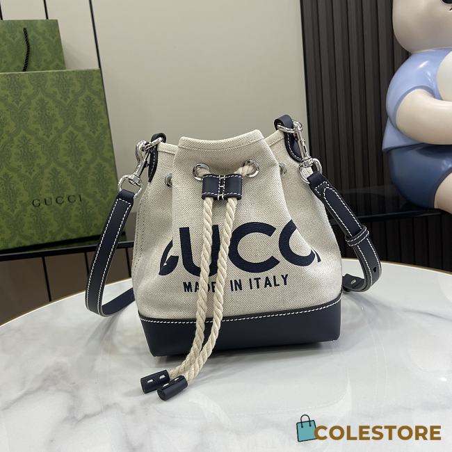 	 Colestore Small Shoulder Bag With Gucci Print Blue  - 1