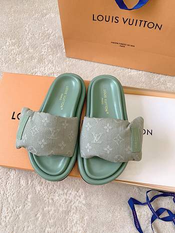 Colestore Louis Vuitton Pool Pillow Flat Comfort Slippers Kaki