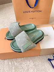 Colestore Louis Vuitton Pool Pillow Flat Comfort Slippers Kaki - 3