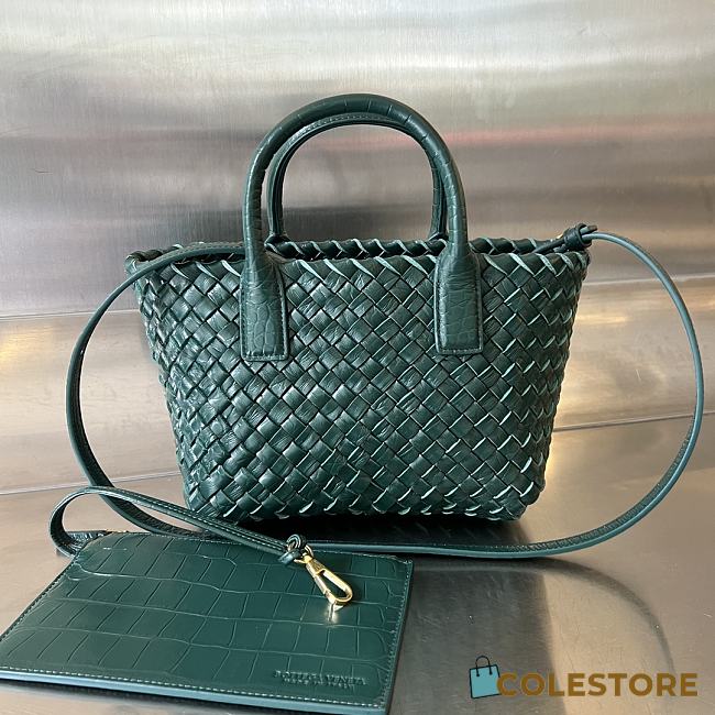 	 Colestore Bottega Veneta Mini Cabat Green 20x15x12cm - 1