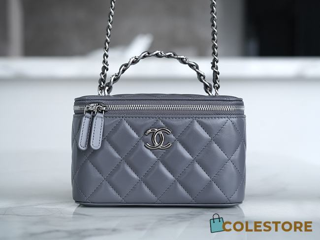 	 Colestore Chanel 23K Vanity Chain Shoulder Bag Grey 9.5*17*8cm - 1