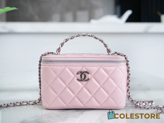 	 Colestore Chanel 23K Vanity Chain Shoulder Bag Pink 9.5*17*8cm - 1