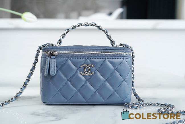  Colestore Chanel 23K Vanity Chain Shoulder Bag Blue 9.5*17*8cm - 1