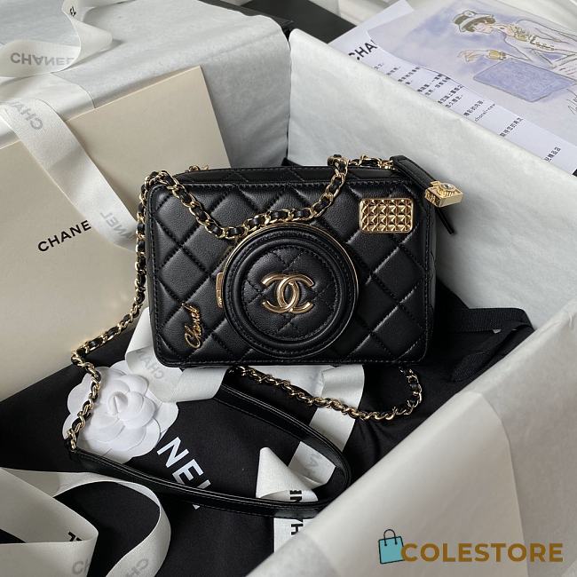 Colestore Chanel Camera Bag Lambskin & Gold-Tone Metal Black 11.5 × 16 × 6 cm - 1
