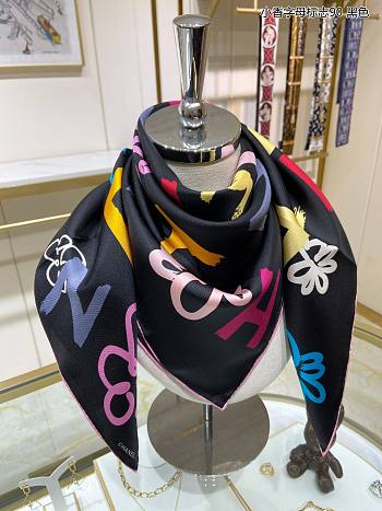 Colestore Chanel Scarf Multipe Color Black Slik 