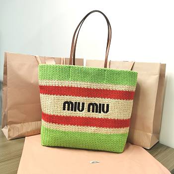Colestore Miu Miu Women Fabric Tote Bag Green 34x40x16cm