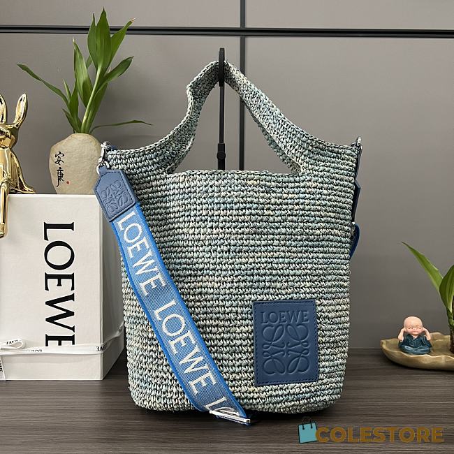 Colestore Loewe Mini Slit Bag In Raffia Blue 30*8*30cm - 1