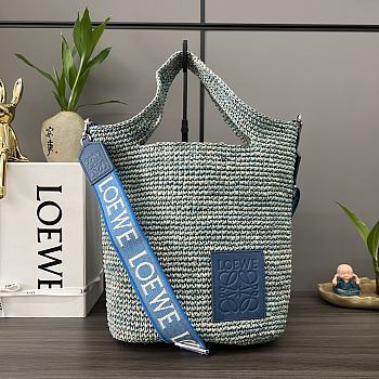 Colestore Loewe Mini Slit Bag In Raffia Blue 30*8*30cm