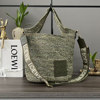 	 Colestore Loewe Mini Slit Bag In Raffia Green 30*8*30cm