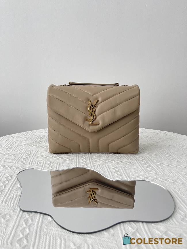 Colestore YSL Loulou Small Leather Shoulder Beige Bag 23x17x9cm - 1