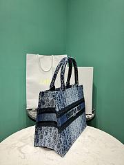 Colestore Dior Small Tote Blue Denim Oblique Jacquard  - 5