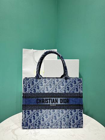 Colestore Dior Small Tote Blue Denim Oblique Jacquard 