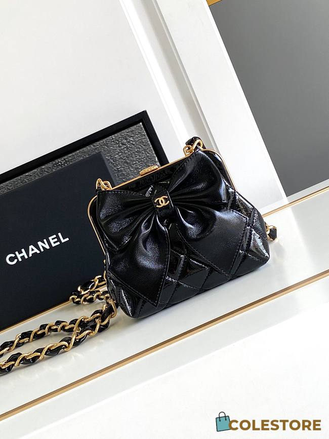 Colestore Chanel Clutch With Strap Black 12 × 13 × 4 cm - 1