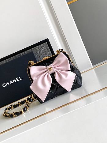 	 Colestore Chanel Clutch With Strap Black & Pink 12 × 13 × 4 cm