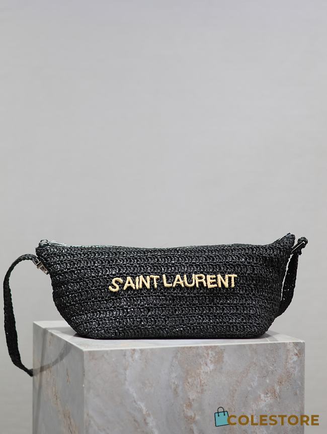 Colestore YSL Crossbody Bag Le Rafia Logo Black 23/26×14×14.5cm - 1
