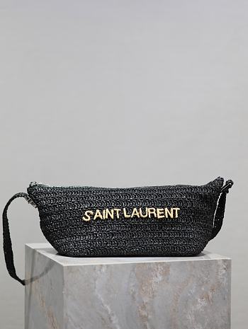 Colestore YSL Crossbody Bag Le Rafia Logo Black 23/26×14×14.5cm