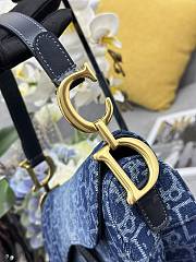 Colestore Dior Saddle Blue Denim Oblique Jacquard Bag 25.5x20x6.5cm - 6