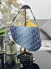 Colestore Dior Saddle Blue Denim Oblique Jacquard Bag 25.5x20x6.5cm - 4