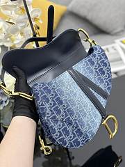 Colestore Dior Saddle Blue Denim Oblique Jacquard Bag 25.5x20x6.5cm - 2