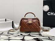 Colestore Chanel Mini Bag With Handle Shiny Brown Lambskin 12×18×7cm - 1