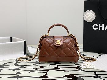Colestore Chanel Mini Bag With Handle Shiny Brown Lambskin 12×18×7cm