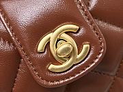 Colestore Chanel Mini Bag With Handle Shiny Brown Lambskin 12×18×7cm - 3