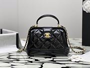 Colestore Chanel Mini Bag With Handle Shiny Black Lambskin 12×18×7cm - 1