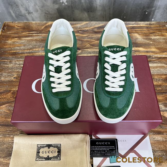 Colestore Gucci Interlocking GG Sneakers Green Suede - 1