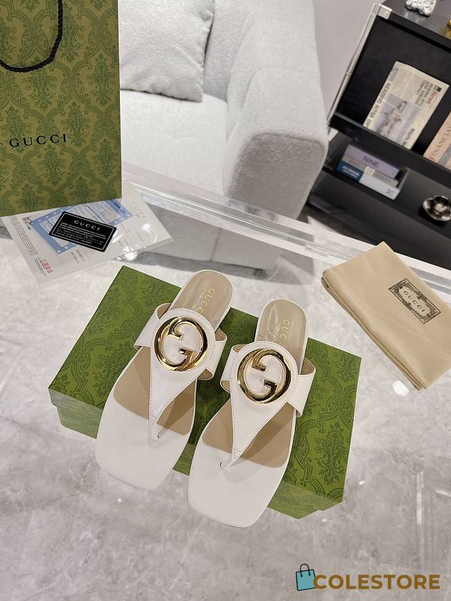 Colestore Gucci White Blondie Thong Sandals - 1