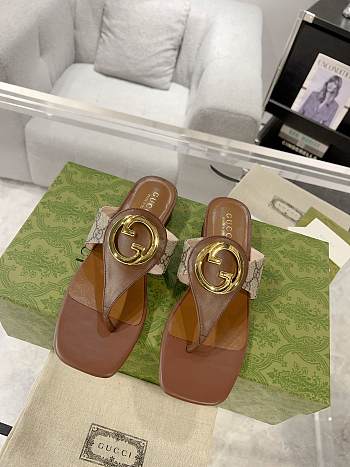 Colestore Gucci Beige & Brown Blondie Thong Sandals