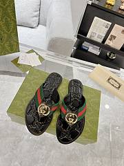 Colestore Gucci GG Thong Dark Green & Red Nylon Web Sandals - 1