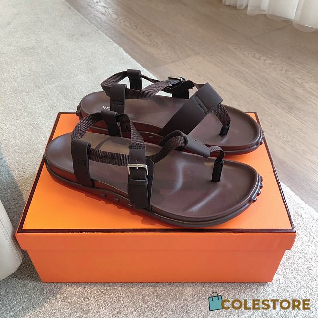 Hermes 24 Giga Sandals Dark Brown - 1