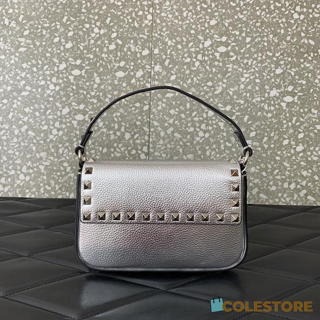 Valentino Rockstud Small Leather Crossbody Bag Silver 19x12x3cm - 1
