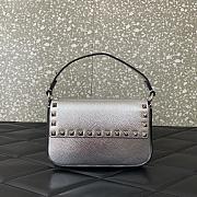 Valentino Rockstud Small Leather Crossbody Bag Silver 19x12x3cm - 1