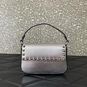 Valentino Rockstud Small Leather Crossbody Bag Silver 19x12x3cm