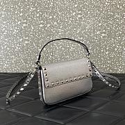 Valentino Rockstud Small Leather Crossbody Bag Silver 19x12x3cm - 2