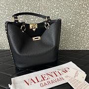  Valentino Garavani Calfskin Tote Bag Black 26x11x24cm - 2