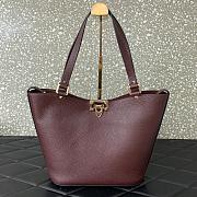 Valentino Garavani Calfskin Tote Bag Burgundy 26x11x24cm - 1
