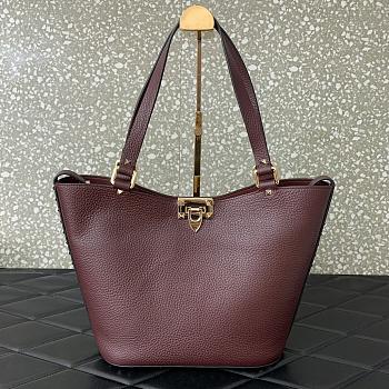 Valentino Garavani Calfskin Tote Bag Burgundy 26x11x24cm