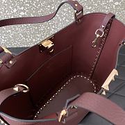 Valentino Garavani Calfskin Tote Bag Burgundy 26x11x24cm - 5